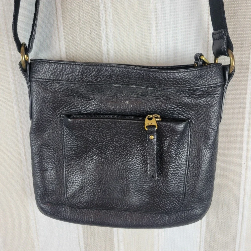 Vintage Fossil Leather Crossbody Bag and Matching Wallet Black - Picture 2 of 16